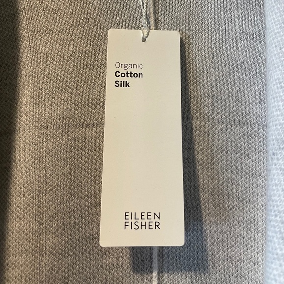 Eileen Fisher Windowpane Graphic Angled Front Organic Cotton Silk Cardigan - Picture 5 of 5